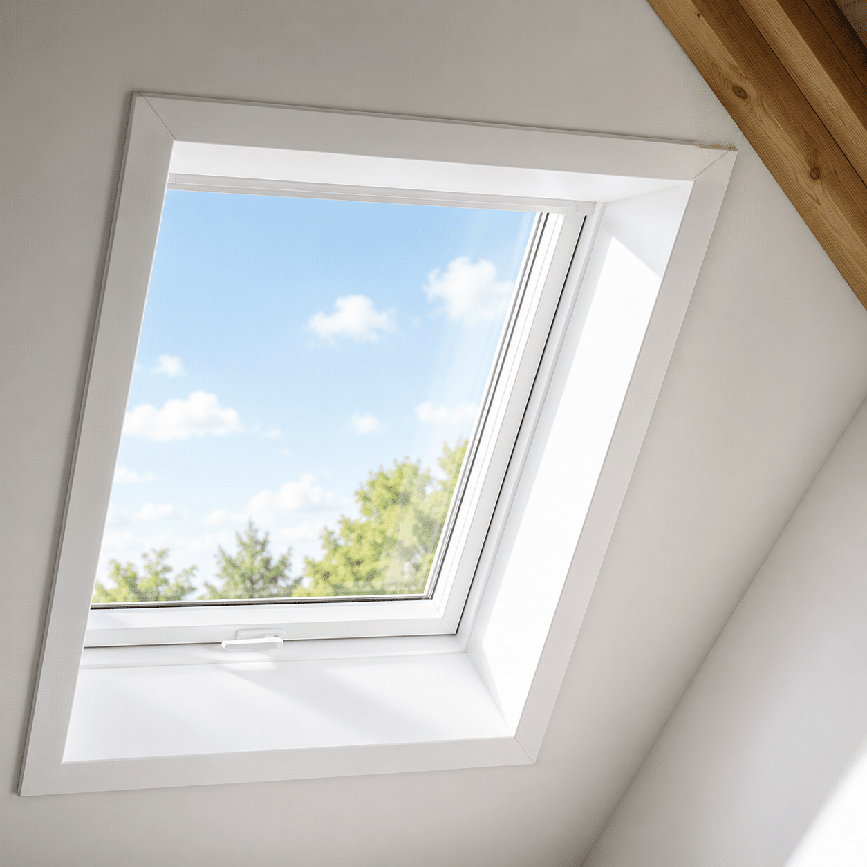 Weiß lackiertes Fensterfutter aus Holz